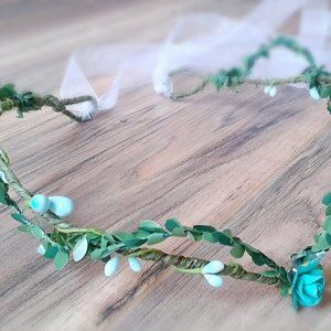 Boho Floral Wedding Flower Crown Bridesmaid Bridal Fairy Tiara Elven Cottagecore